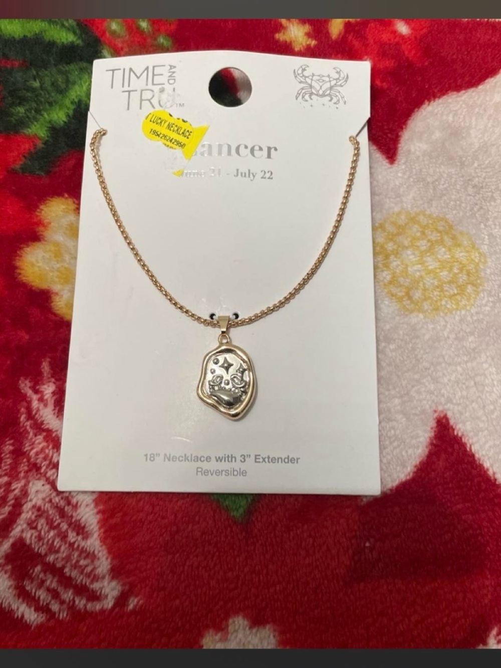 Time and Tru Gold-tone Cancer Zodiac Pendant Necklace - Gold